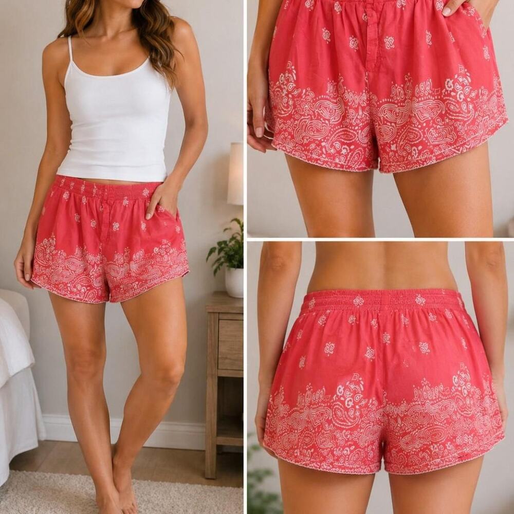 Anthropologie red white paisley